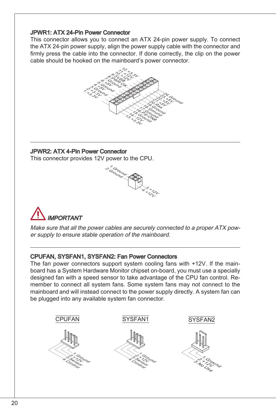 Cpufan sysfan2 sysfan | MSI B75MA-P33 User Manual | Page 20 / 204