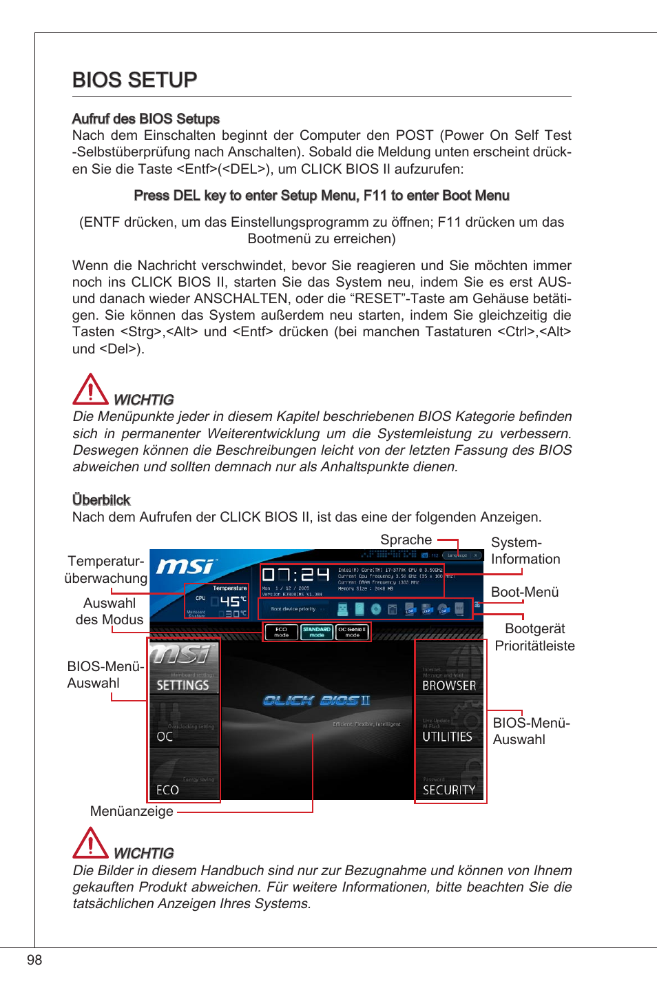 Bios setup | MSI B75MA-P33 User Manual | Page 98 / 204