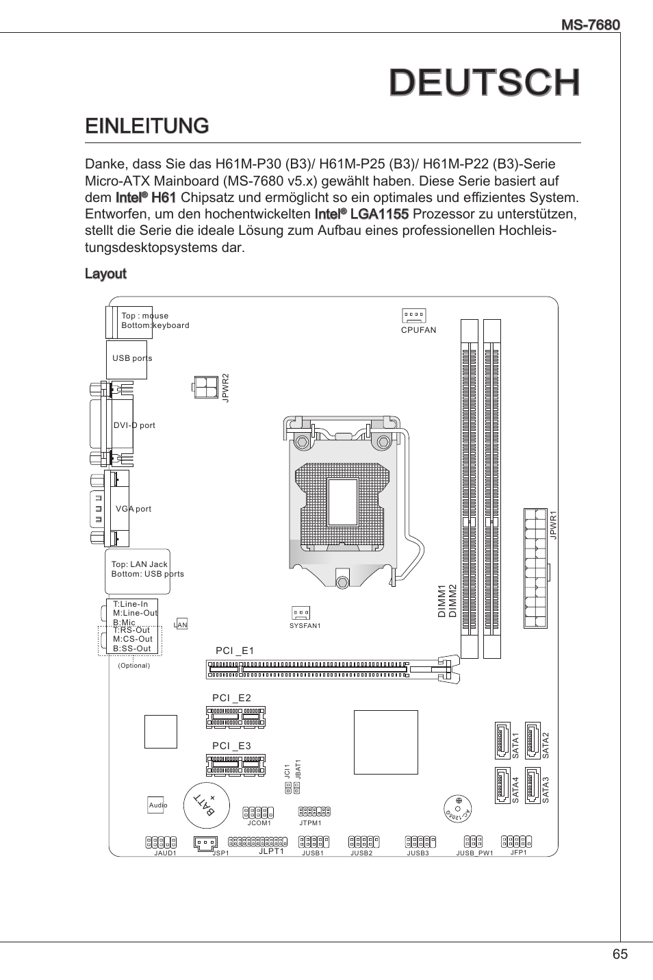 Deutsch, Einleitung | MSI H61M-P25 (B3) User Manual | Page 65 / 155