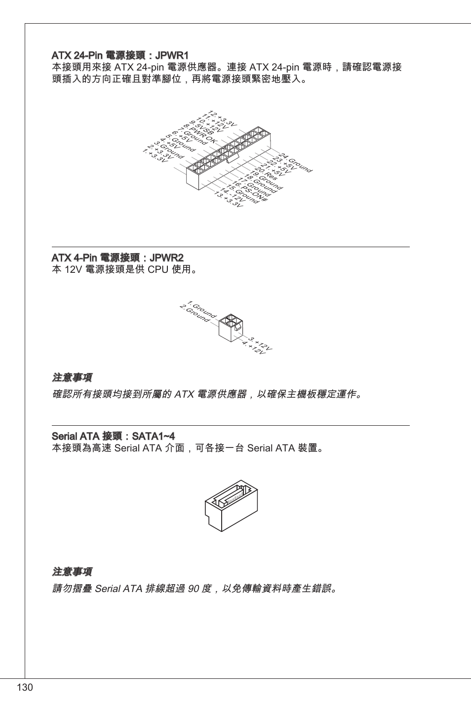 Atx 4-pin 電源接頭：jpwr2 本 2v 電源接頭是供 cpu 使用 | MSI H61M-P20 (G3) User Manual | Page 130 / 159
