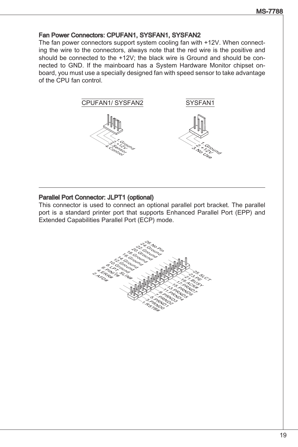 Cpufan/ sysfan2 sysfan | MSI H61M-P20 (G3) User Manual | Page 19 / 159