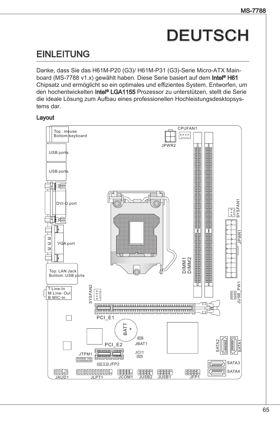 Deutsch, Einleitung | MSI H61M-P20 (G3) User Manual | Page 65 / 159