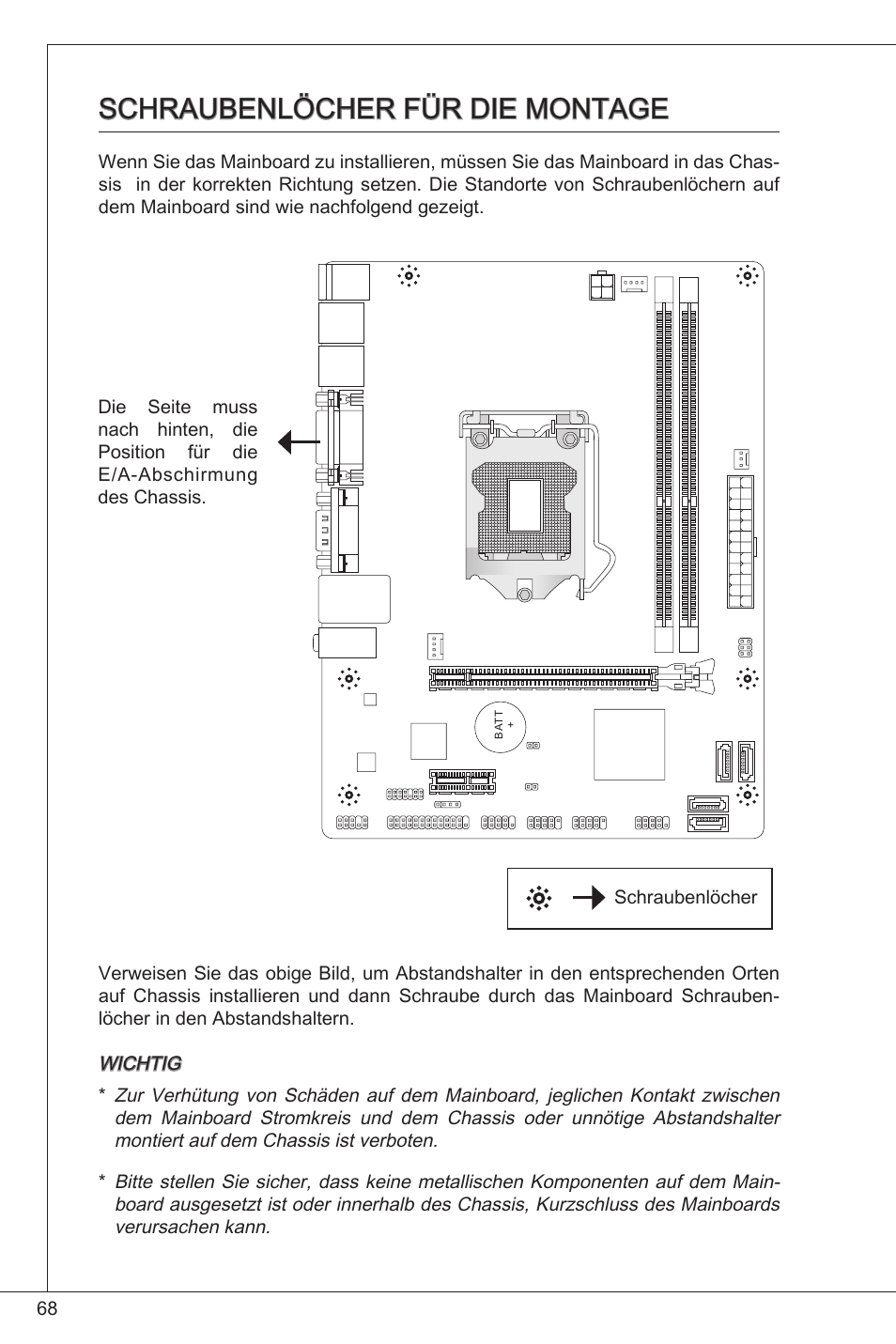 Schraubenlöcher für die montage | MSI H61M-P20 (G3) User Manual | Page 68 / 159