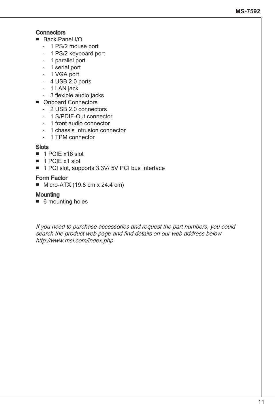 MSI G41M-P33 Combo User Manual | Page 11 / 153