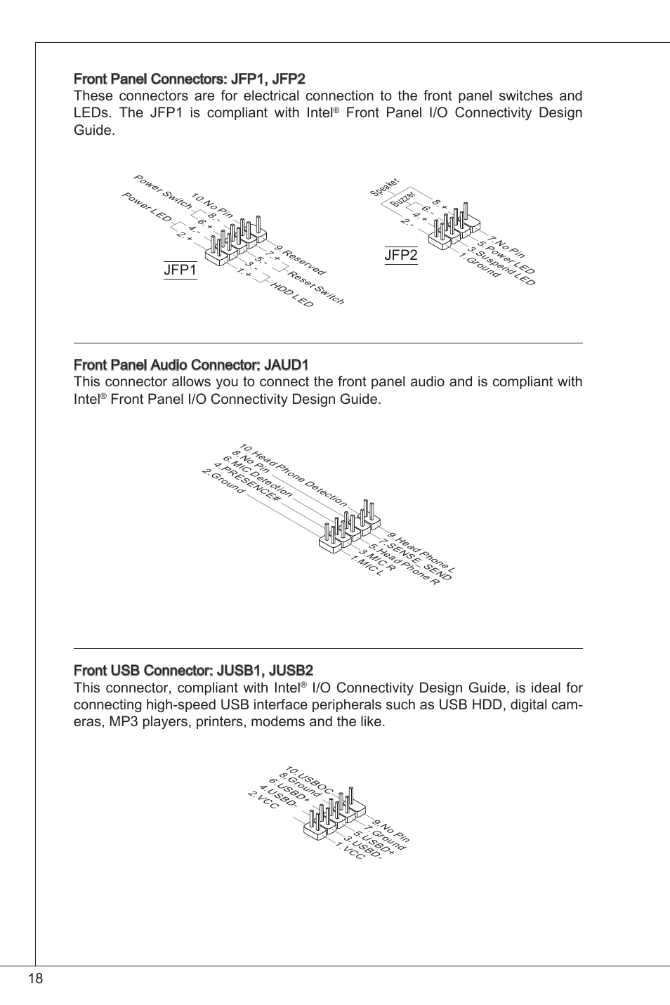 Front panel i/o connectivity design guide | MSI G41M-P33 Combo User Manual | Page 18 / 153