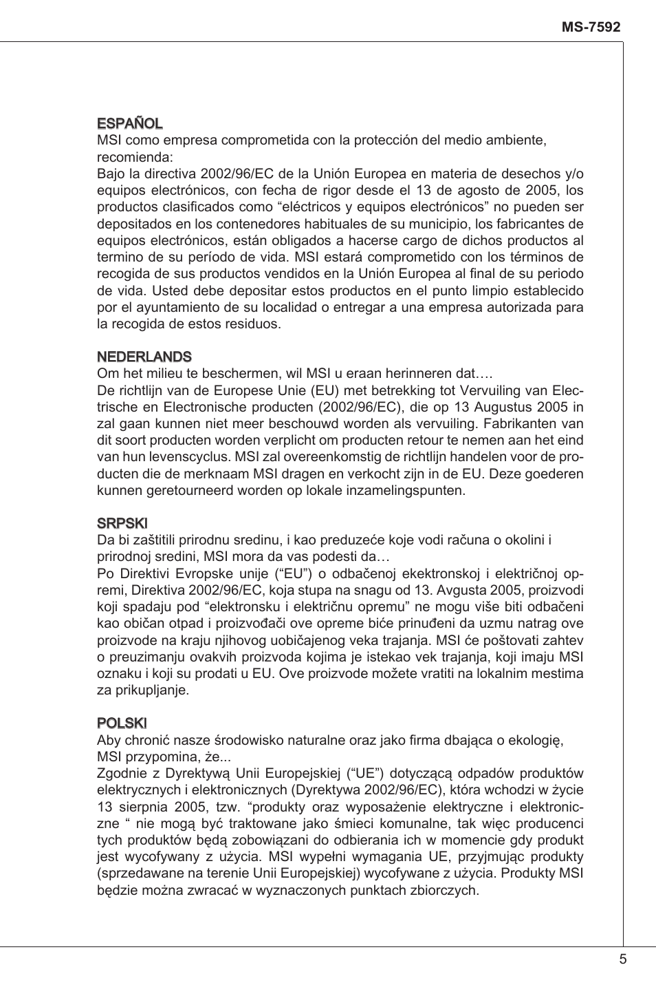 MSI G41M-P33 Combo User Manual | Page 5 / 153