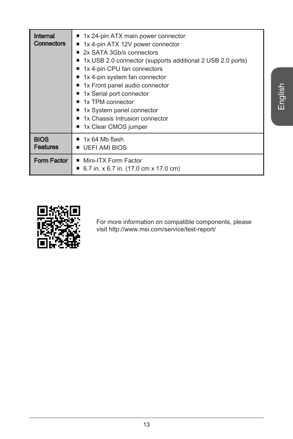 English | MSI J1900I User Manual | Page 13 / 122