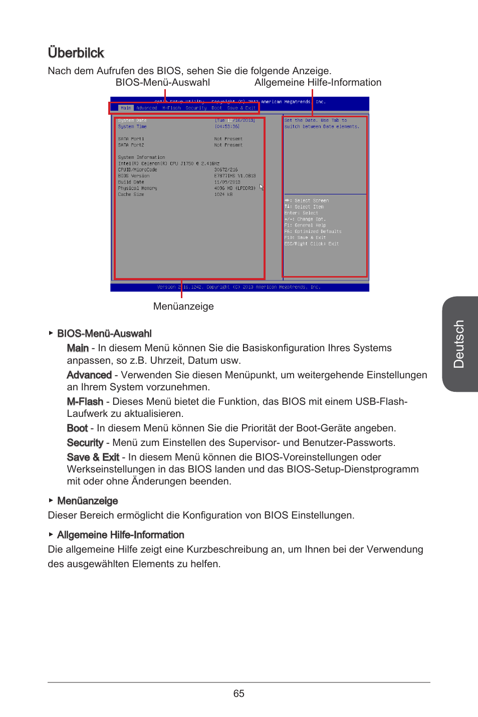 Deutsch, Überbilck | MSI J1800I User Manual | Page 65 / 122