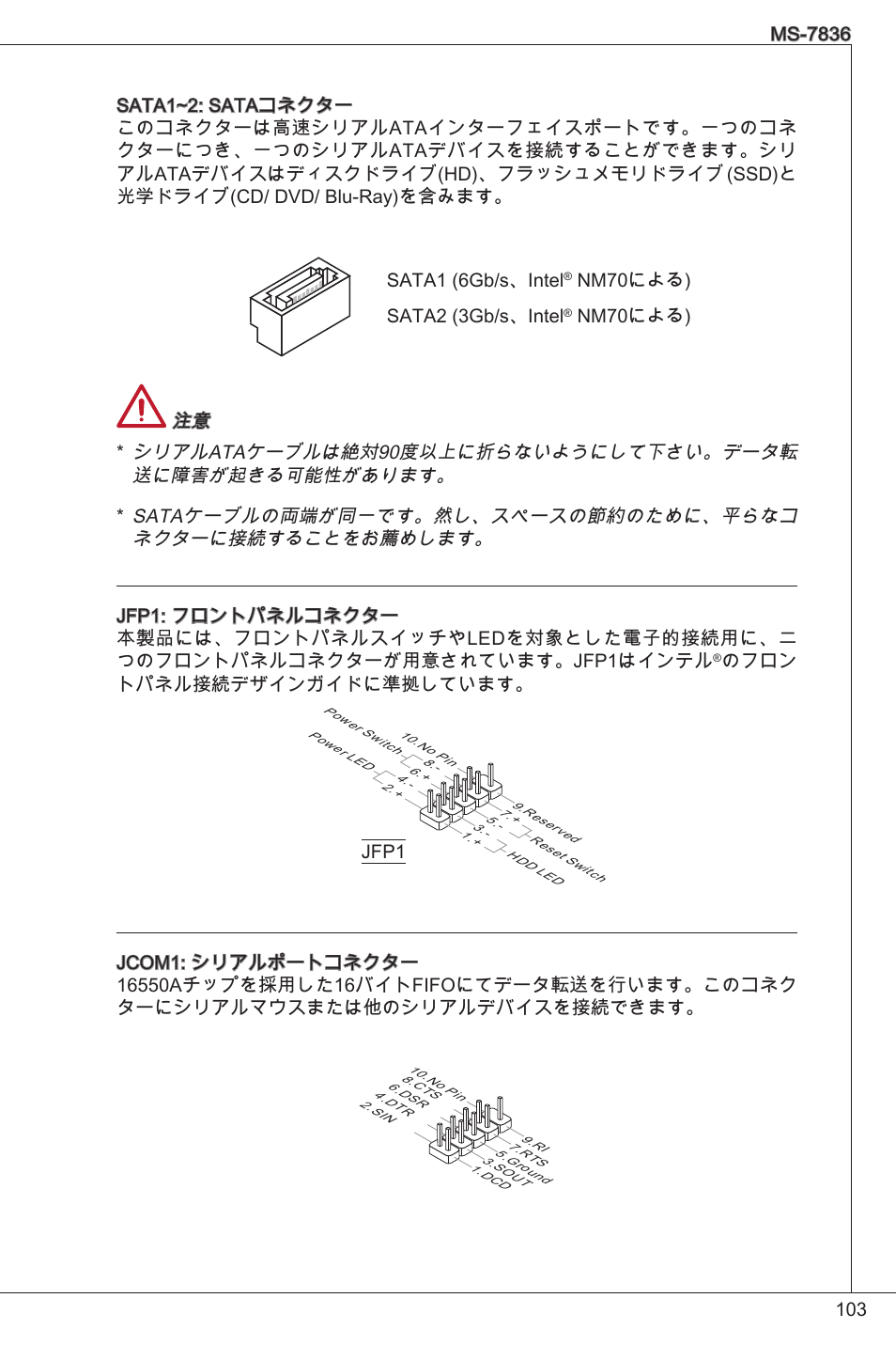 Nm70による) sata2 (3gb/s、intel, のフロン トパネル接続デザインガイドに準拠しています | MSI C847IS-P33 User Manual | Page 103 / 108