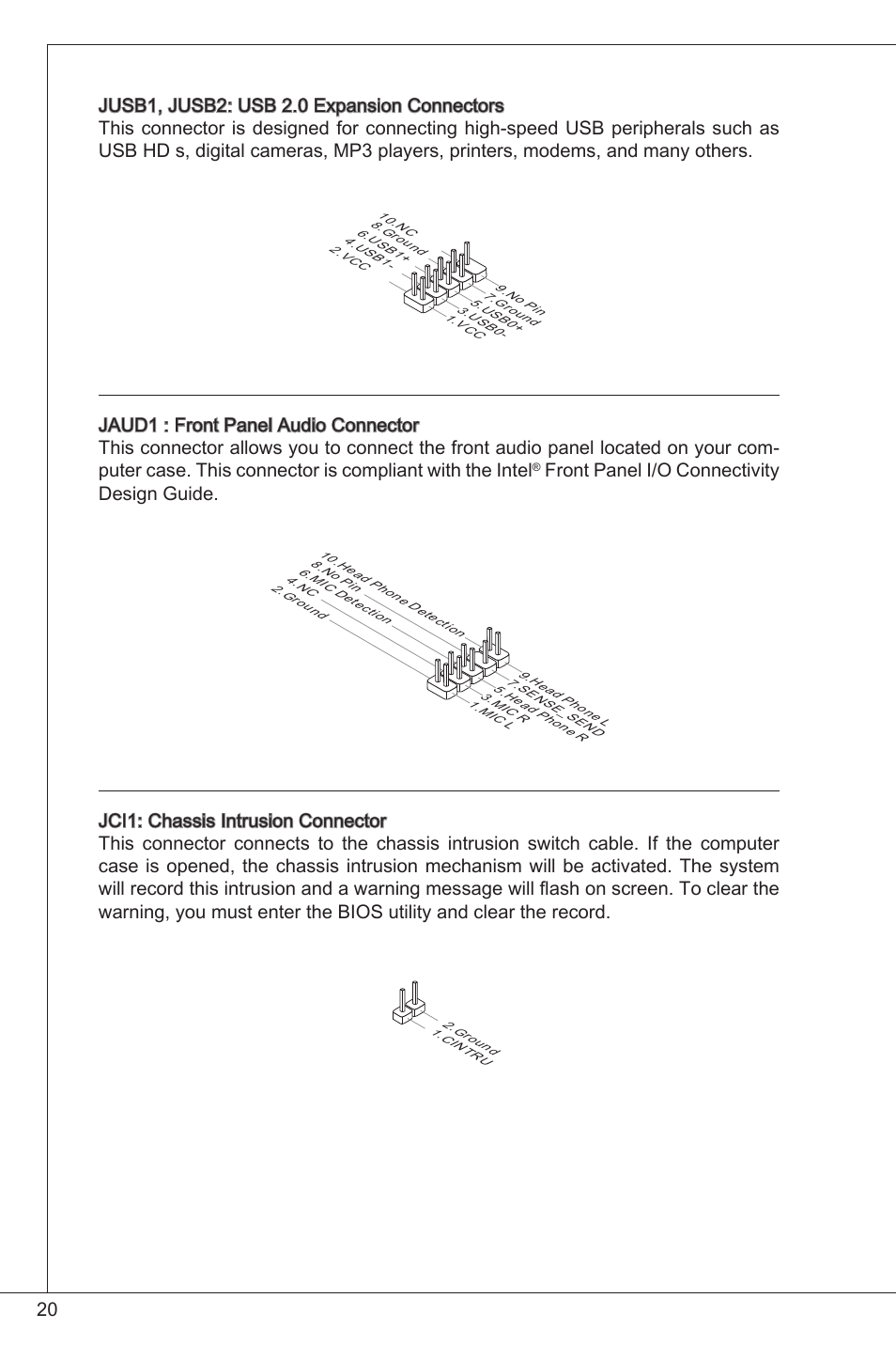 Front panel i/o connectivity design guide | MSI C847IS-P33 User Manual | Page 20 / 108