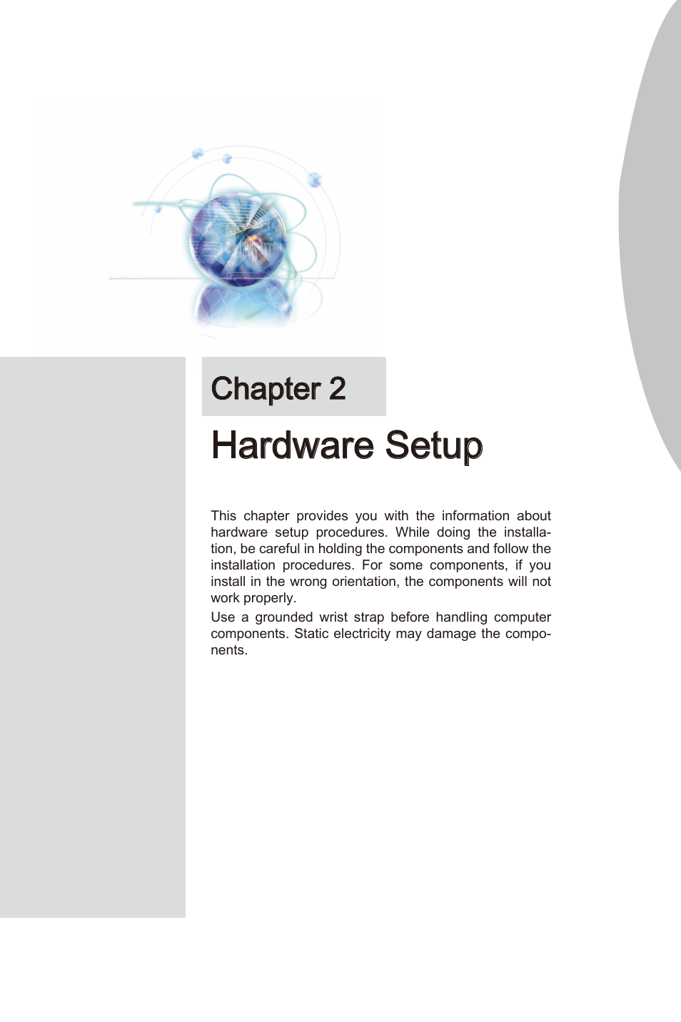 Chapter 2, Hardware setup, Chapter 2 hardware setup -1 | MSI 990FXA-GD80 User Manual | Page 17 / 76