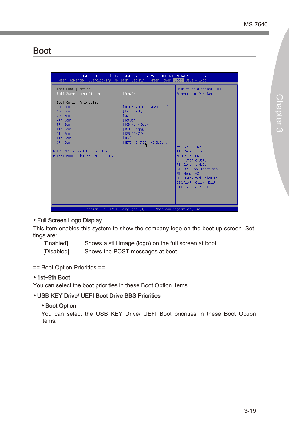 Boot, Boot -19, Chapter 3 | Chapter 3 boot | MSI 990FXA-GD80 User Manual | Page 59 / 76