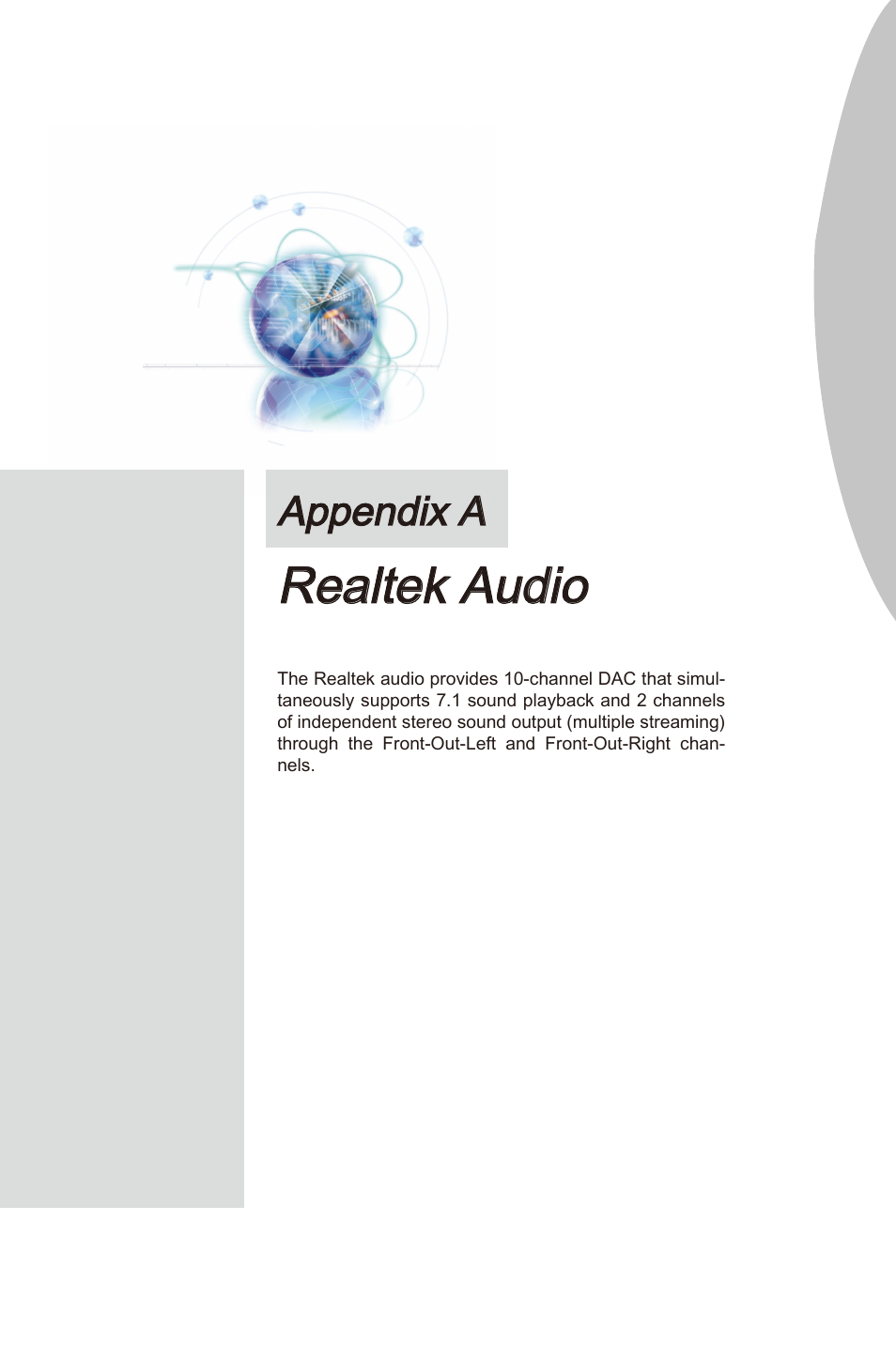 Appendix a, Realtek audio, Realtek audo | Appendx a | MSI 990FXA-GD80 User Manual | Page 61 / 76