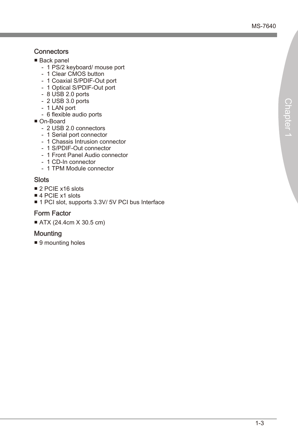 Chapter 1 | MSI 990FXA-GD65 User Manual | Page 13 / 74