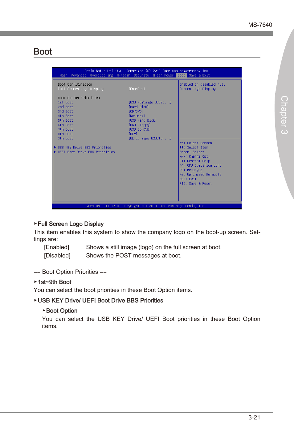 Boot, Boot -21, Chapter 3 | Chapter 3 boot | MSI 990FXA-GD65 User Manual | Page 57 / 74