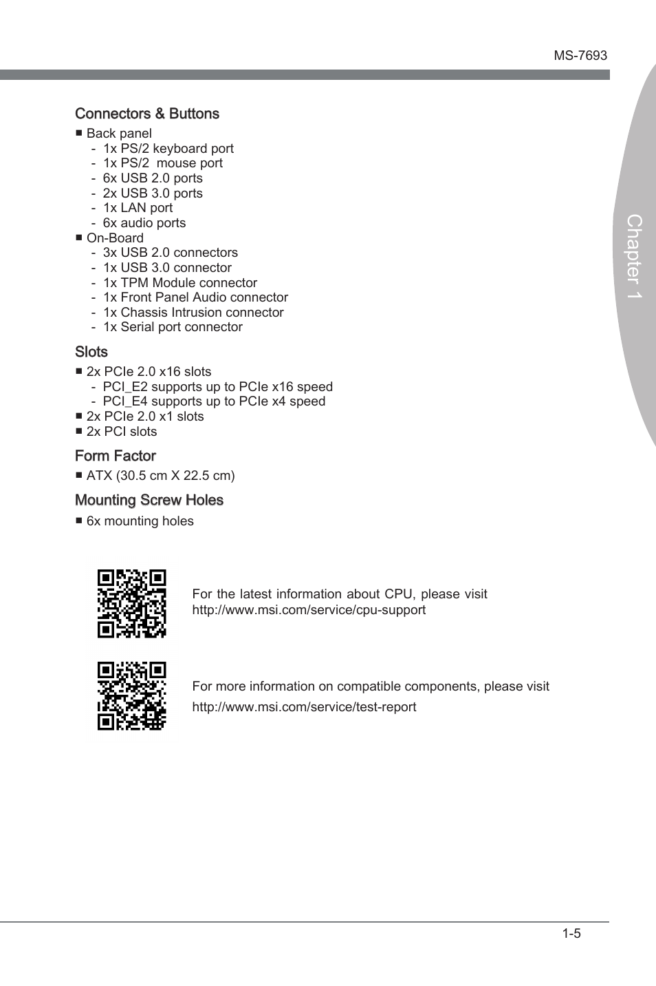 Chapter 1 | MSI 970A-G43 User Manual | Page 17 / 80