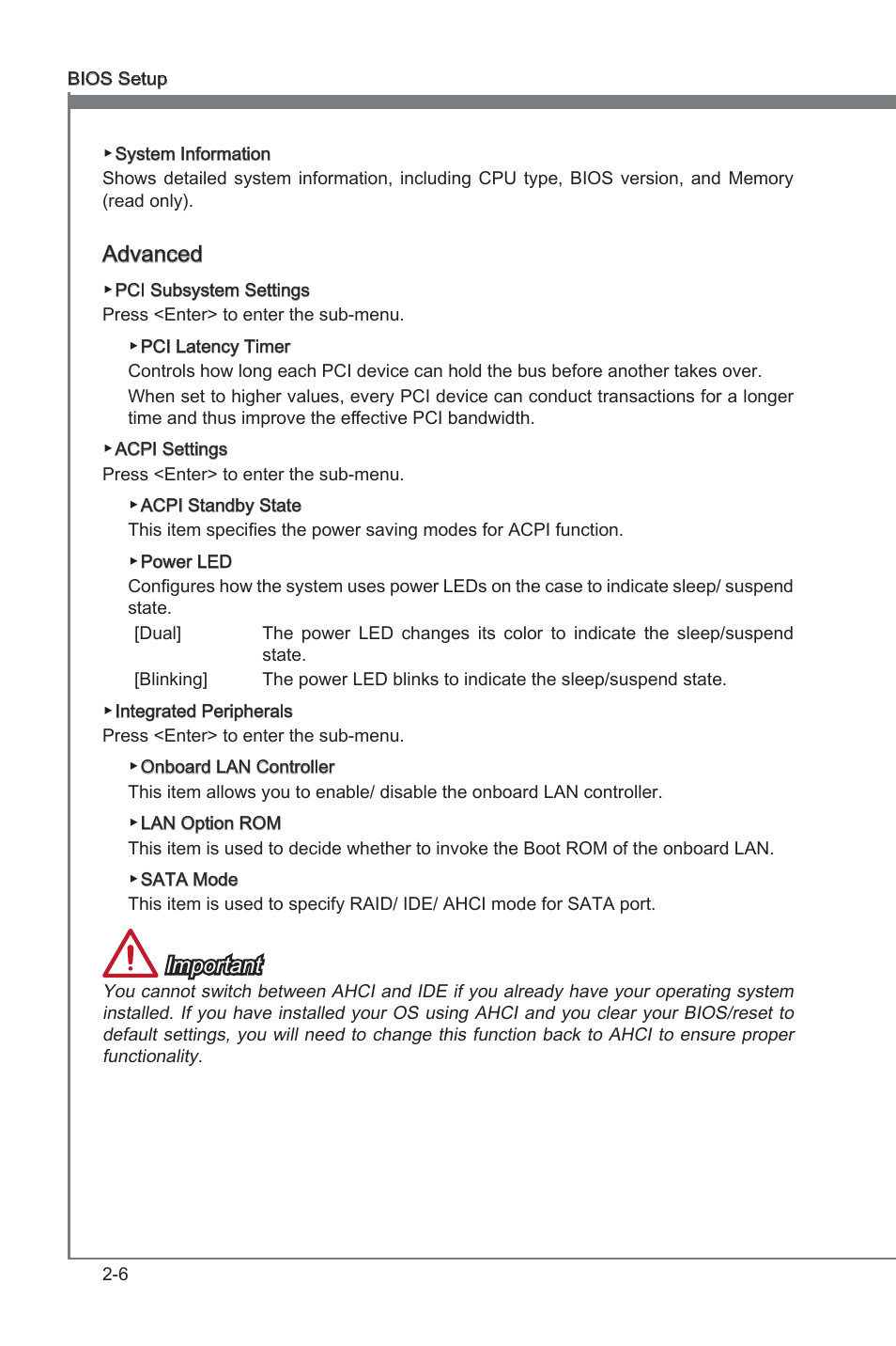 Advanced, Important | MSI 970A-G43 User Manual | Page 48 / 80