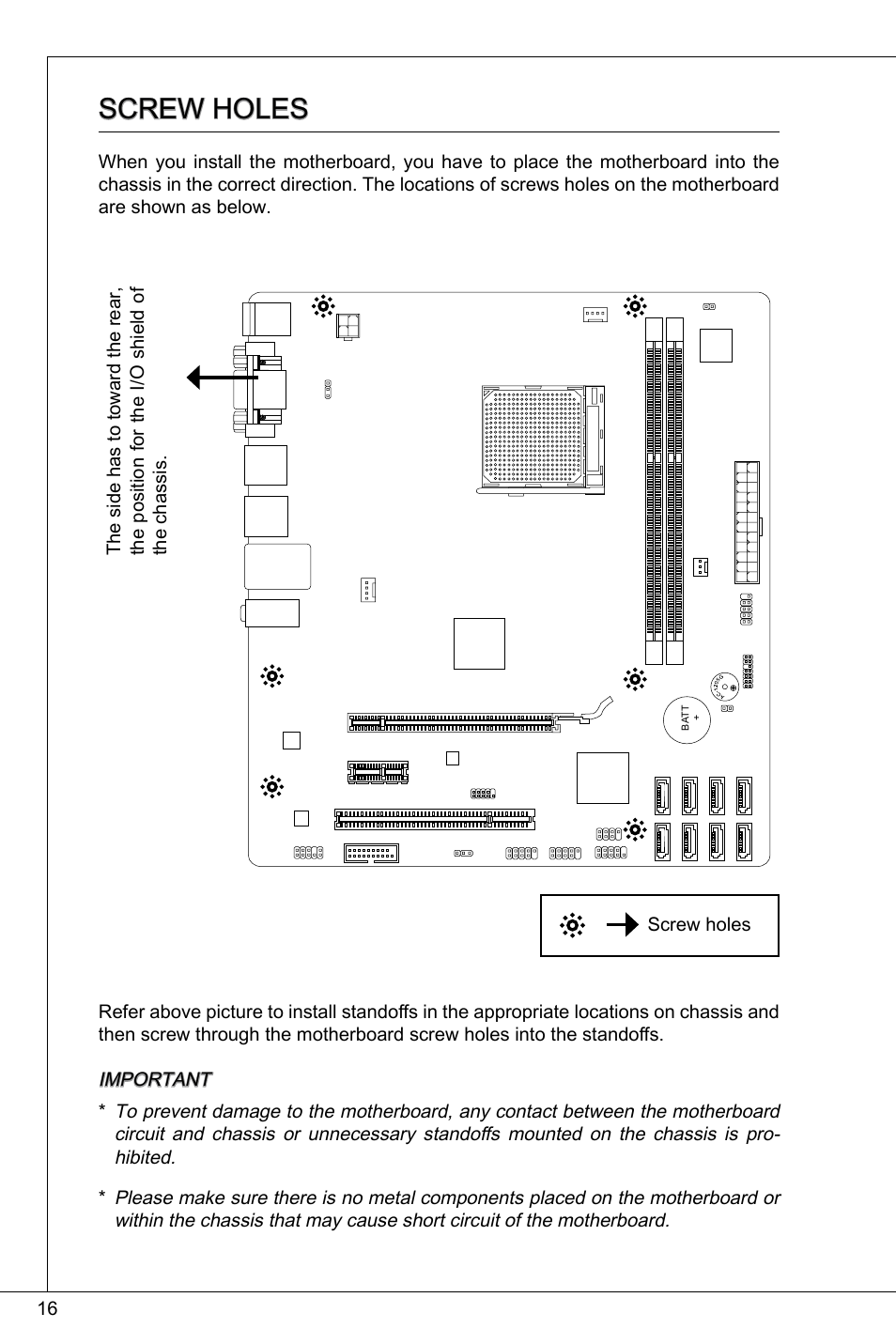 Screw holes | MSI 760GMA-P34 (FX) User Manual | Page 16 / 172