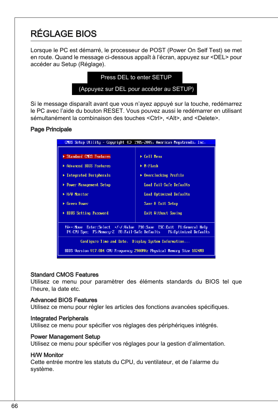 Réglage bios | MSI 760GMA-P34 (FX) User Manual | Page 66 / 172
