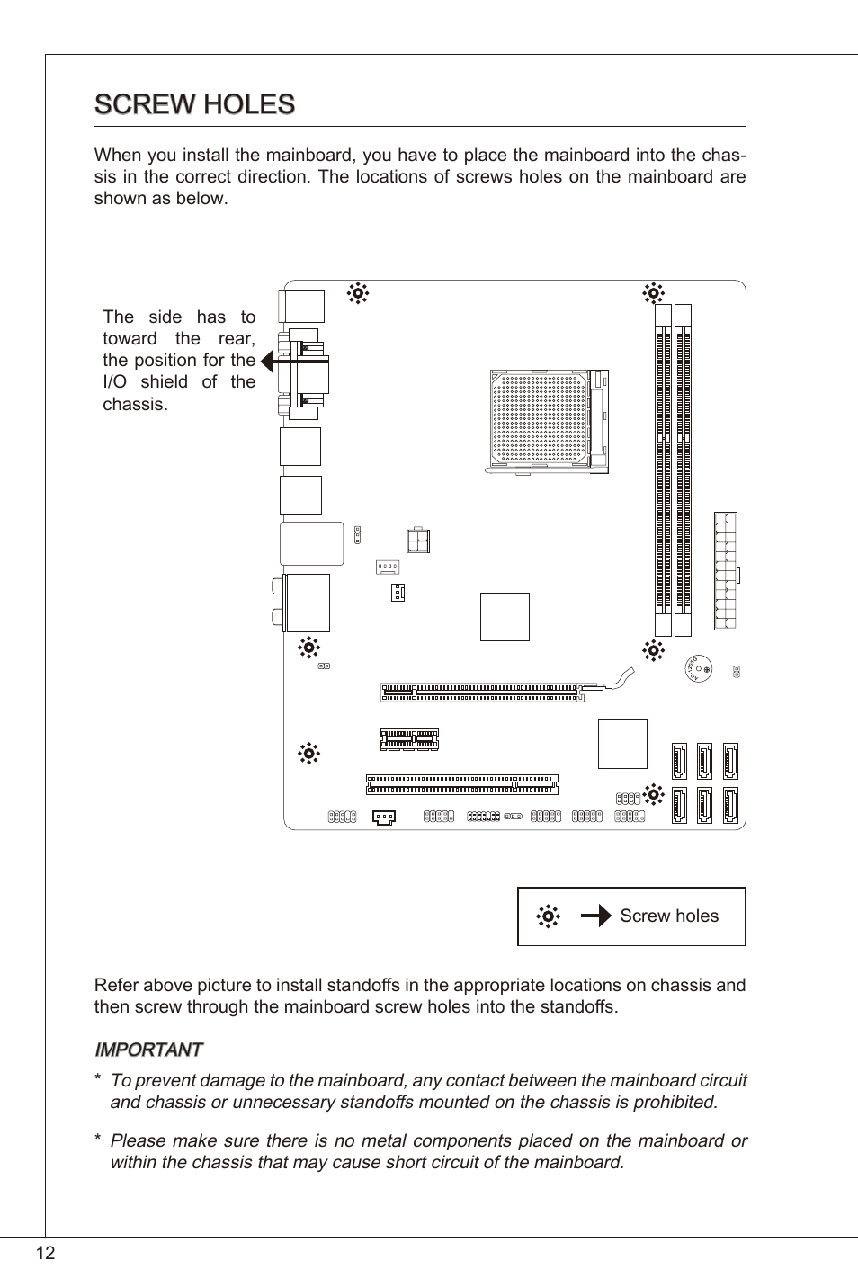 Screw holes | MSI 760GM-P23 (FX) User Manual | Page 12 / 169