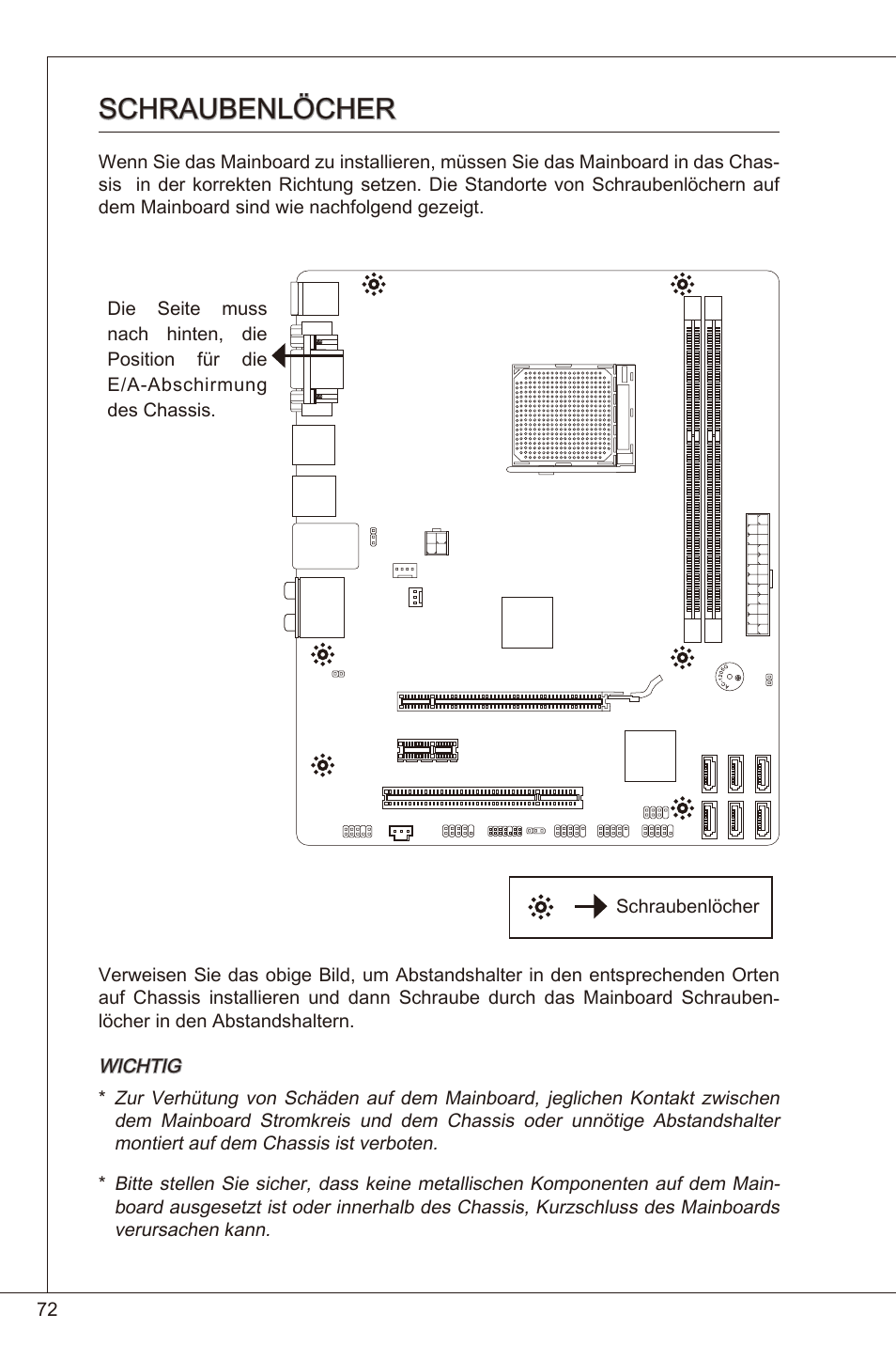 Schraubenlöcher | MSI 760GM-P23 (FX) User Manual | Page 72 / 169