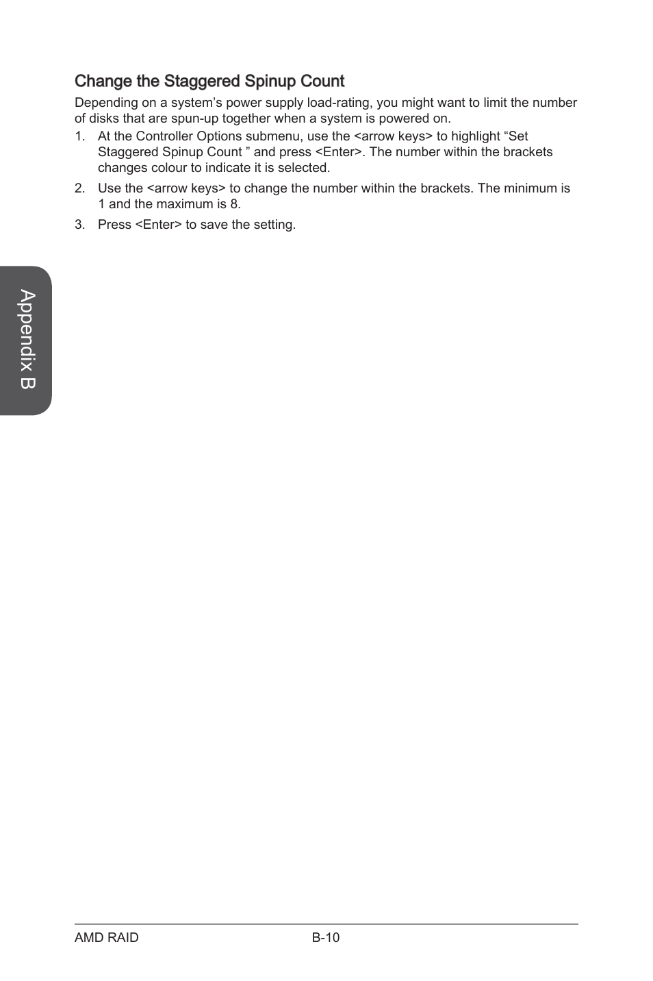 Change the staggered spinup count, Appendix b | MSI A88X-G43 User Manual | Page 96 / 102