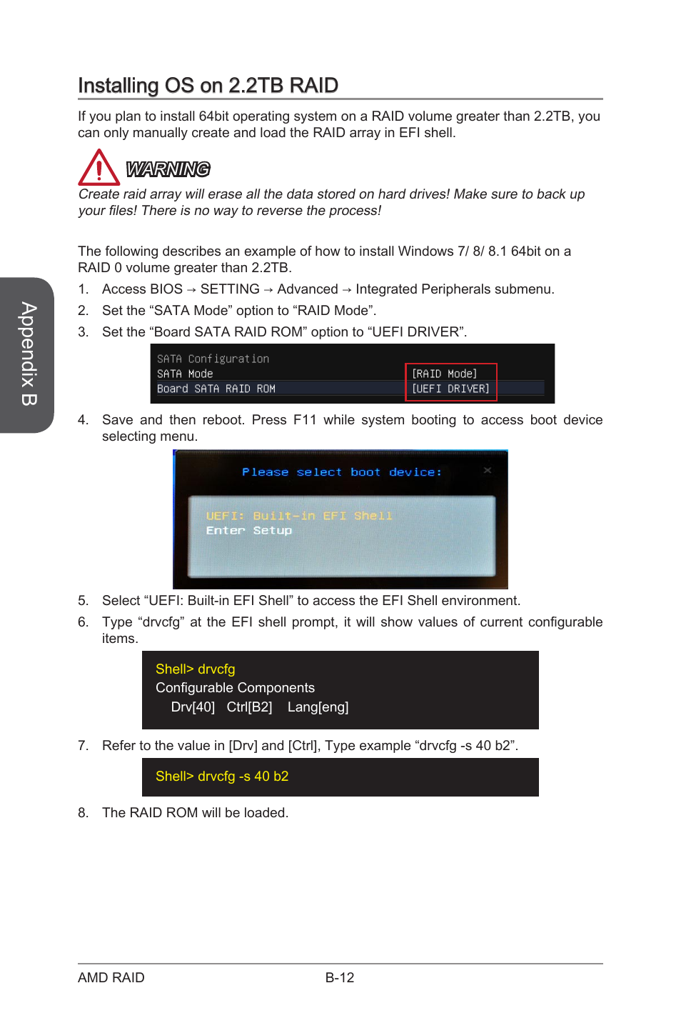 Installing os on 2.2tb raid, Appendix b, Warning | MSI A88X-G43 User Manual | Page 98 / 102