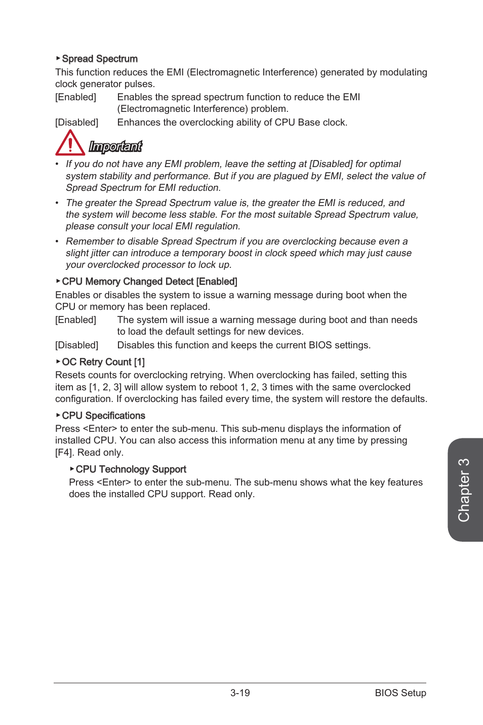 Chapter 3, Important | MSI A88X-G41 PC Mate User Manual | Page 75 / 94