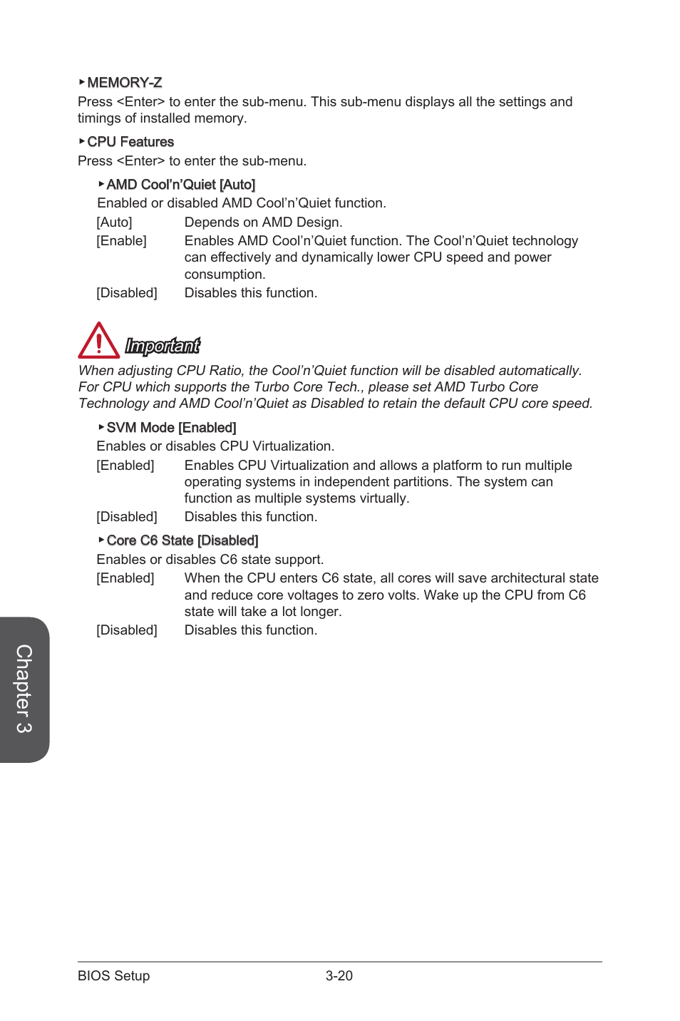 Chapter 3, Important | MSI A88X-G41 PC Mate User Manual | Page 76 / 94