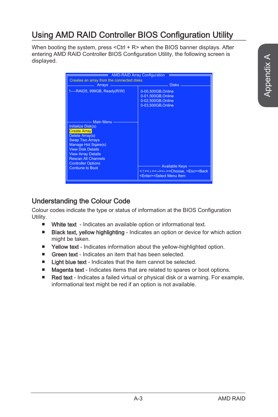 Understanding the colour code, Appendix a | MSI A88X-G41 PC Mate User Manual | Page 83 / 94