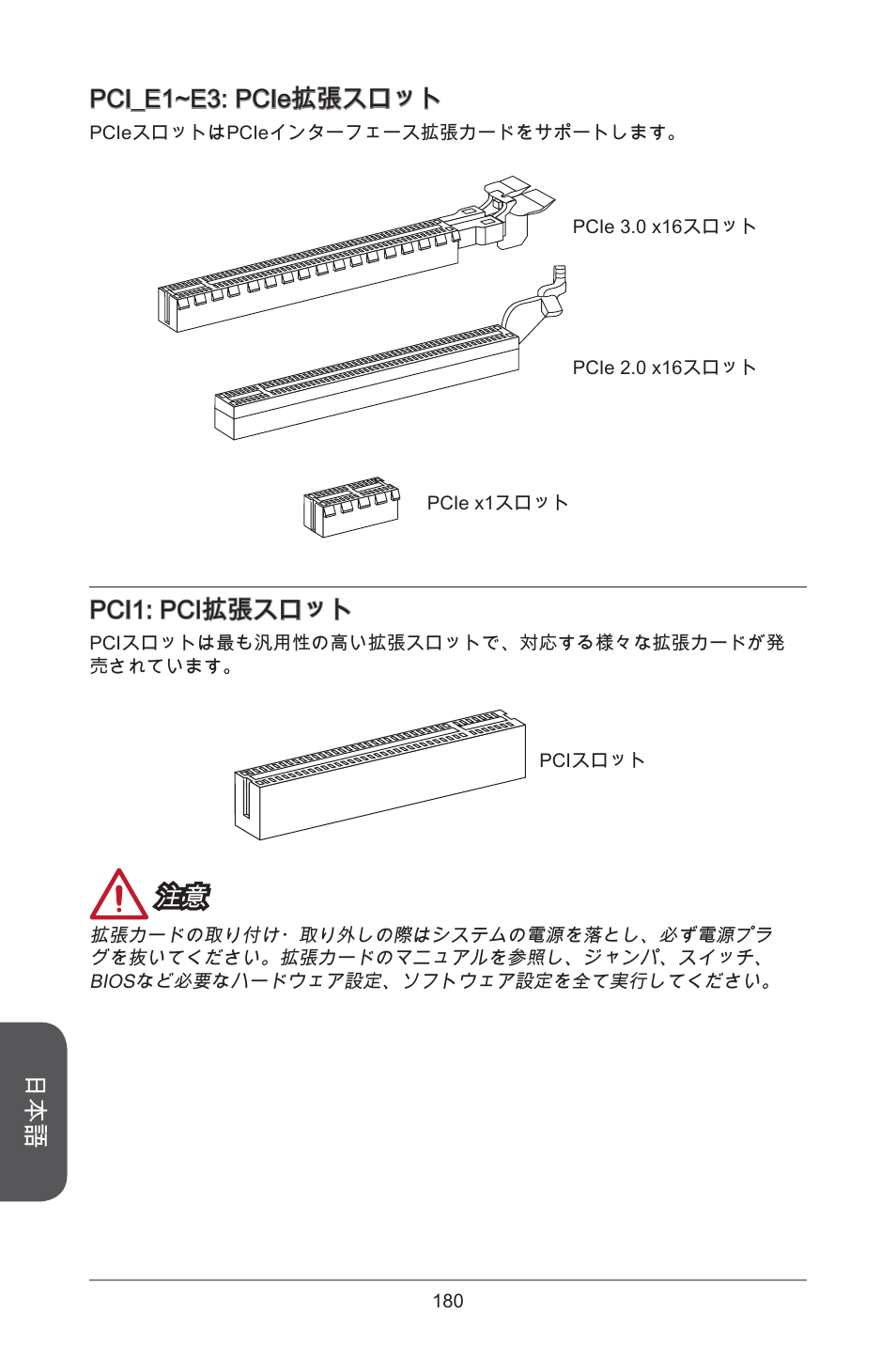 Pci_e~e3: pcie拡張スロット, Pci: pci拡張スロット | MSI A78M-E45 User Manual | Page 180 / 186