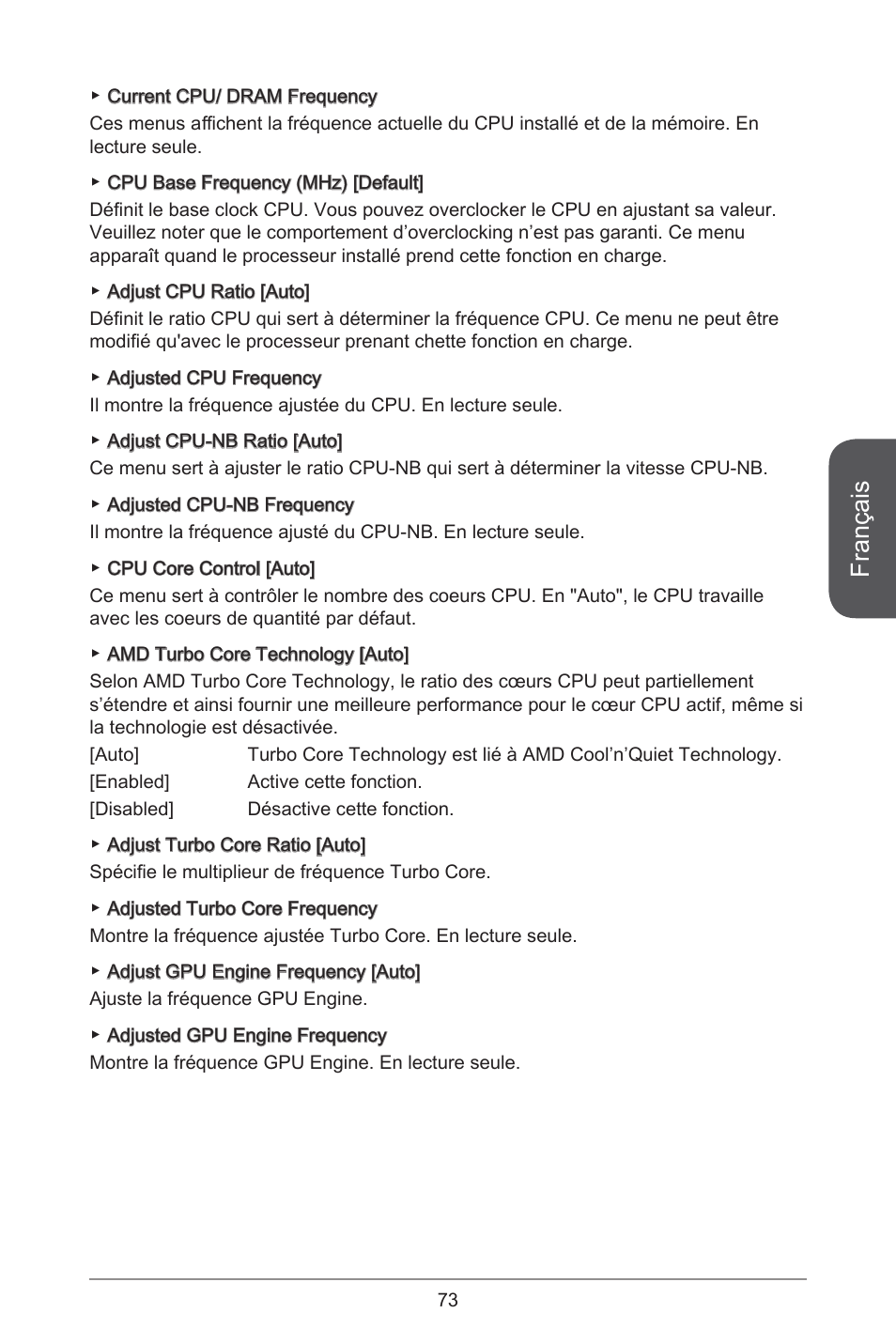 Français | MSI A78M-E45 User Manual | Page 73 / 186
