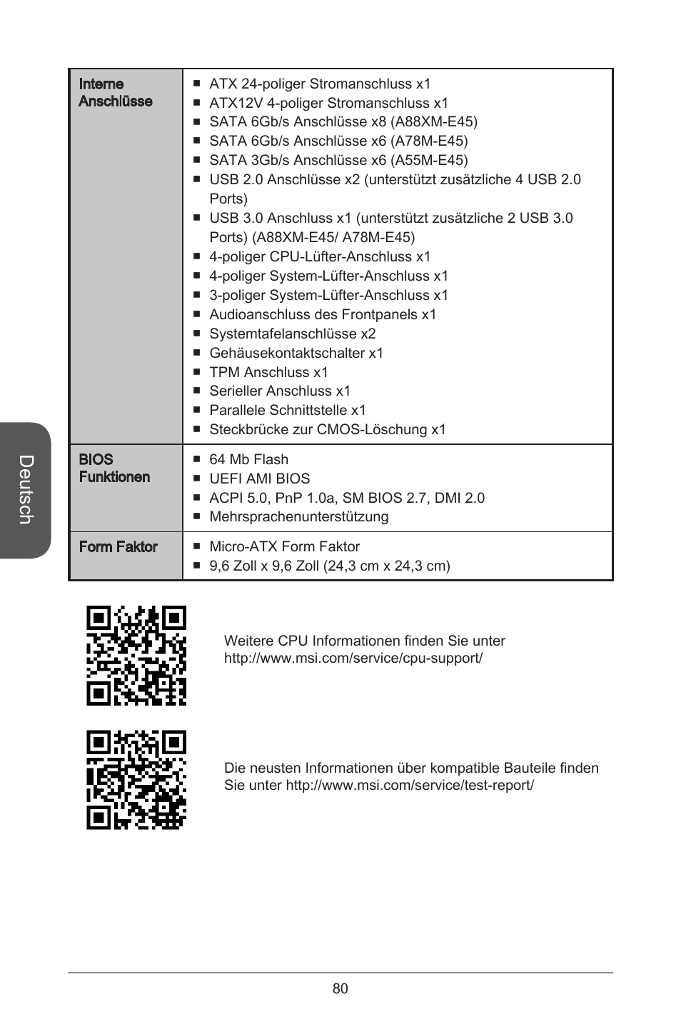 Deutsch | MSI A78M-E45 User Manual | Page 80 / 186