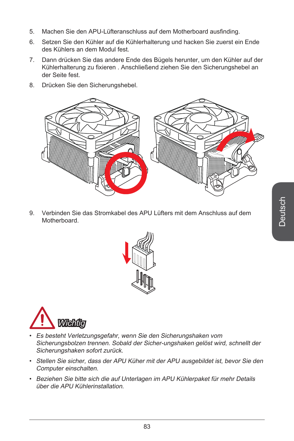 Deutsch, Wichtig | MSI A78M-E45 User Manual | Page 83 / 186