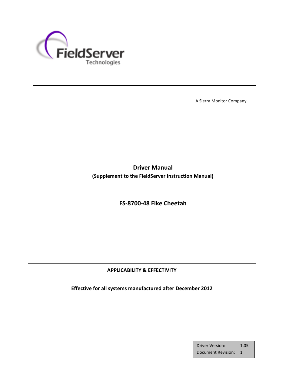 Sierra Monitor Company FS-8700-48 User Manual | 36 pages