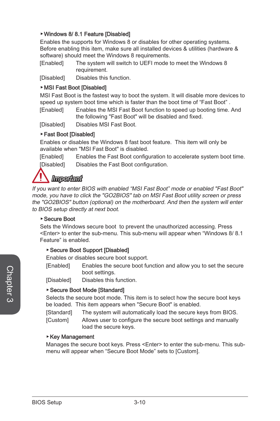 Chapter 3, Important | MSI A88XI AC User Manual | Page 64 / 94