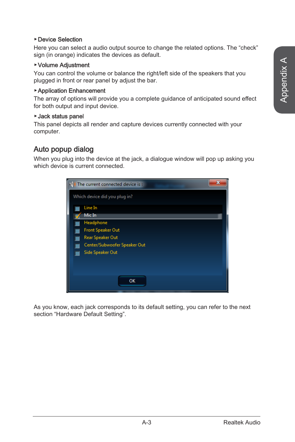 Auto popup dialog, Appendix a | MSI A88XI AC User Manual | Page 79 / 94