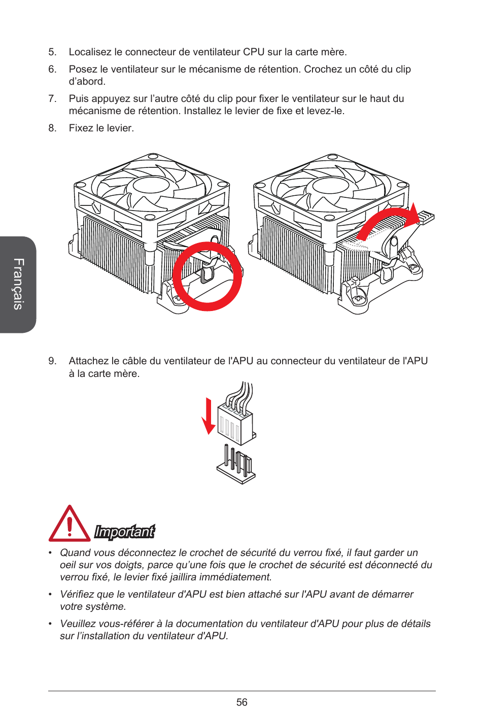 Français, Important | MSI A55M-E33 User Manual | Page 56 / 170