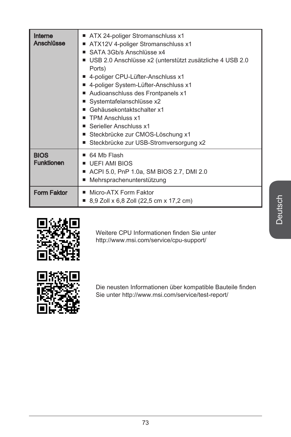 Deutsch | MSI A55M-E33 User Manual | Page 73 / 170