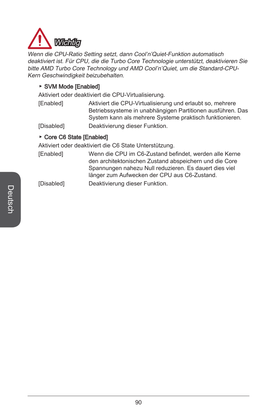 Deutsch, Wichtig | MSI A55M-E33 User Manual | Page 90 / 170