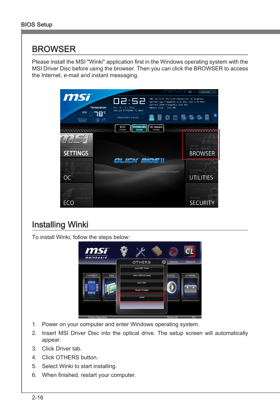 Browser -16 installng wnk -16, Browser, Installng wnk | MSI FM2-A85XA-G43 User Manual | Page 62 / 86