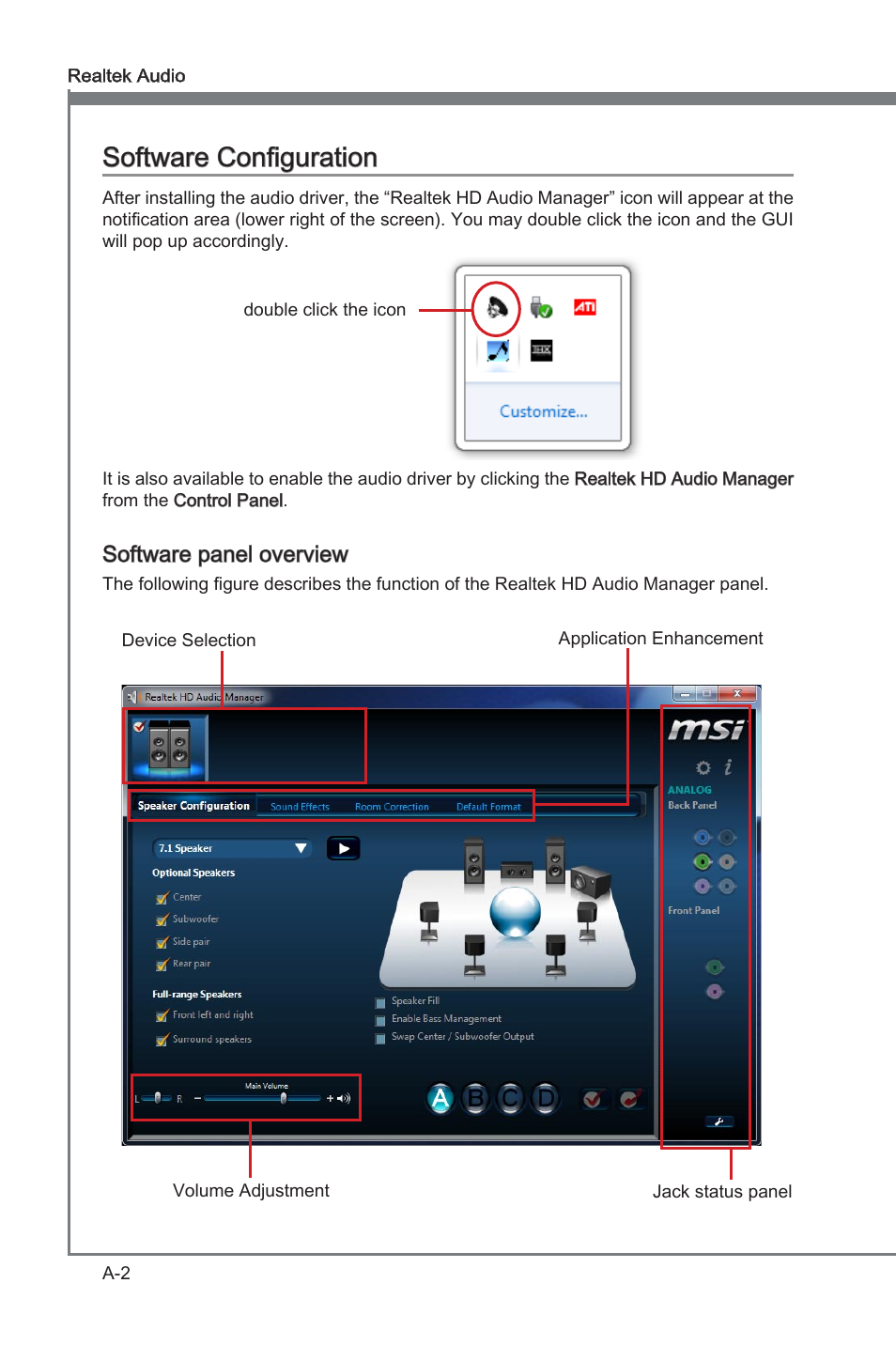 Software configuraton, Software panel overvew | MSI FM2-A85XA-G43 User Manual | Page 68 / 86