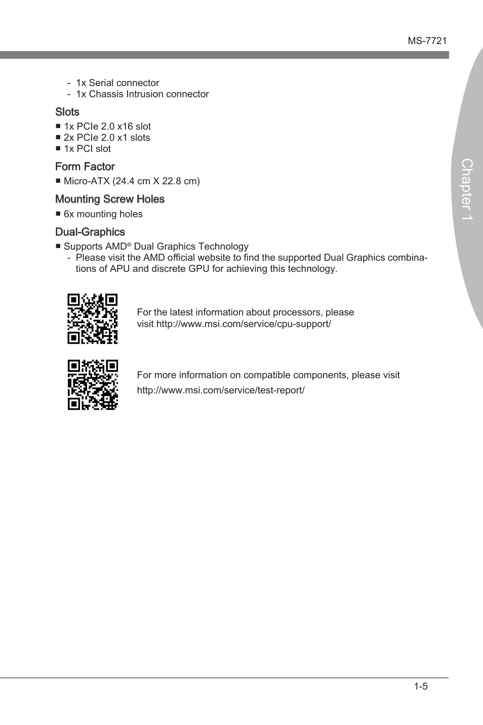 Chapter 1 | MSI FM2-A85XMA-E35 User Manual | Page 17 / 86