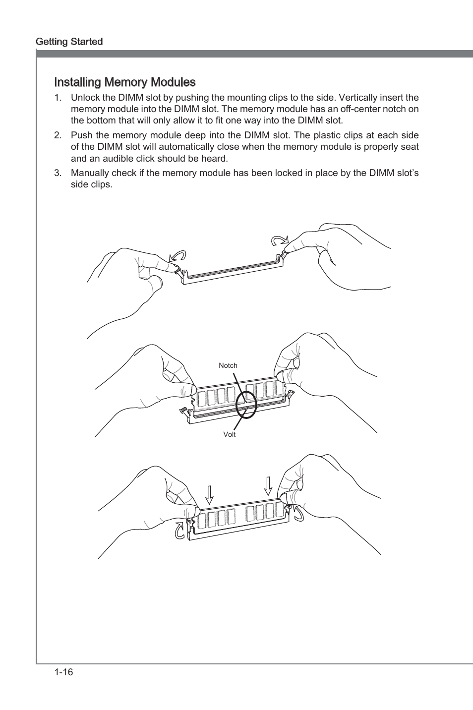 Installing memory modules | MSI FM2-A85XMA-E35 User Manual | Page 28 / 86