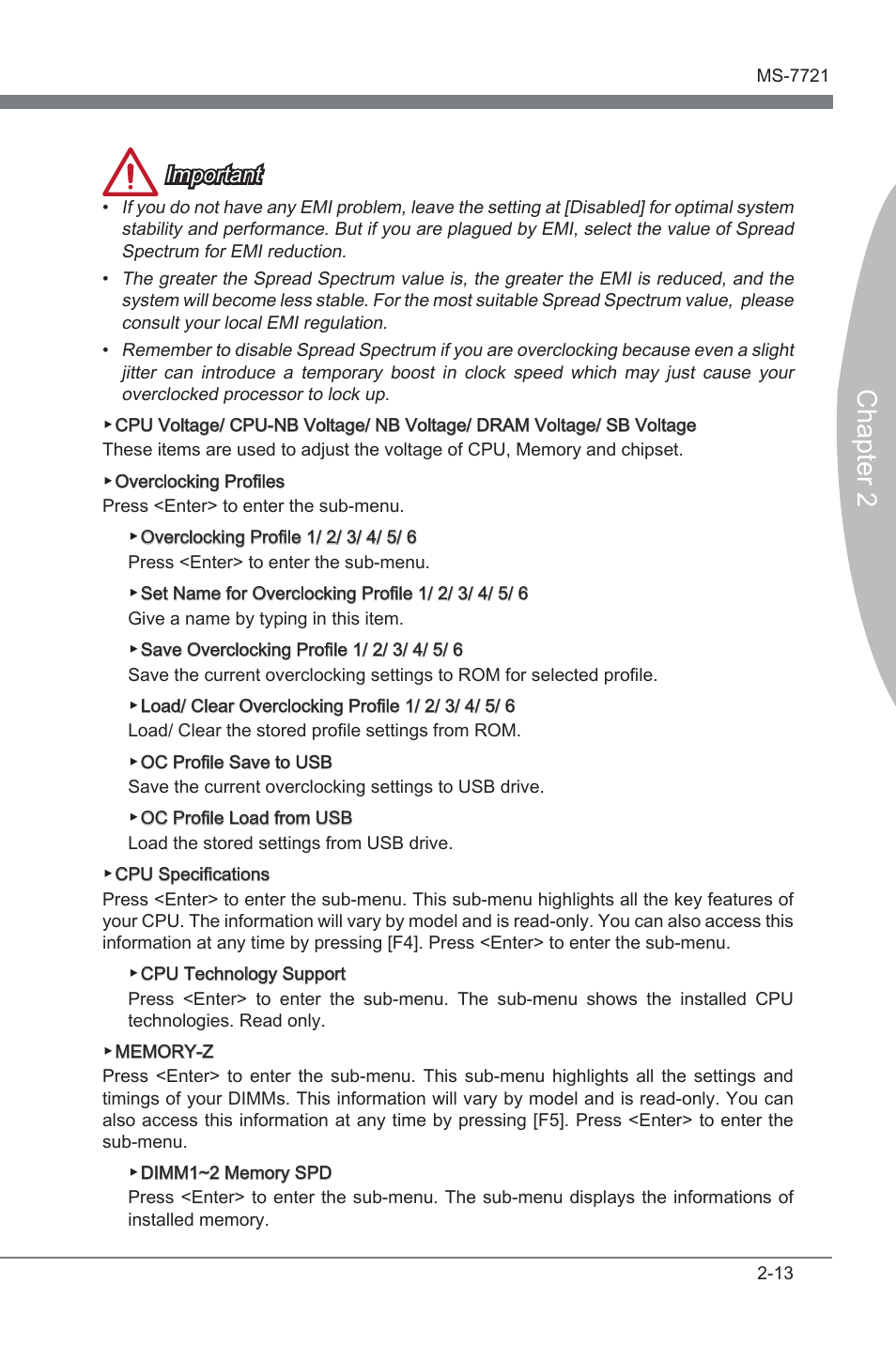 Chapter 2, Important | MSI FM2-A85XMA-E35 User Manual | Page 53 / 86