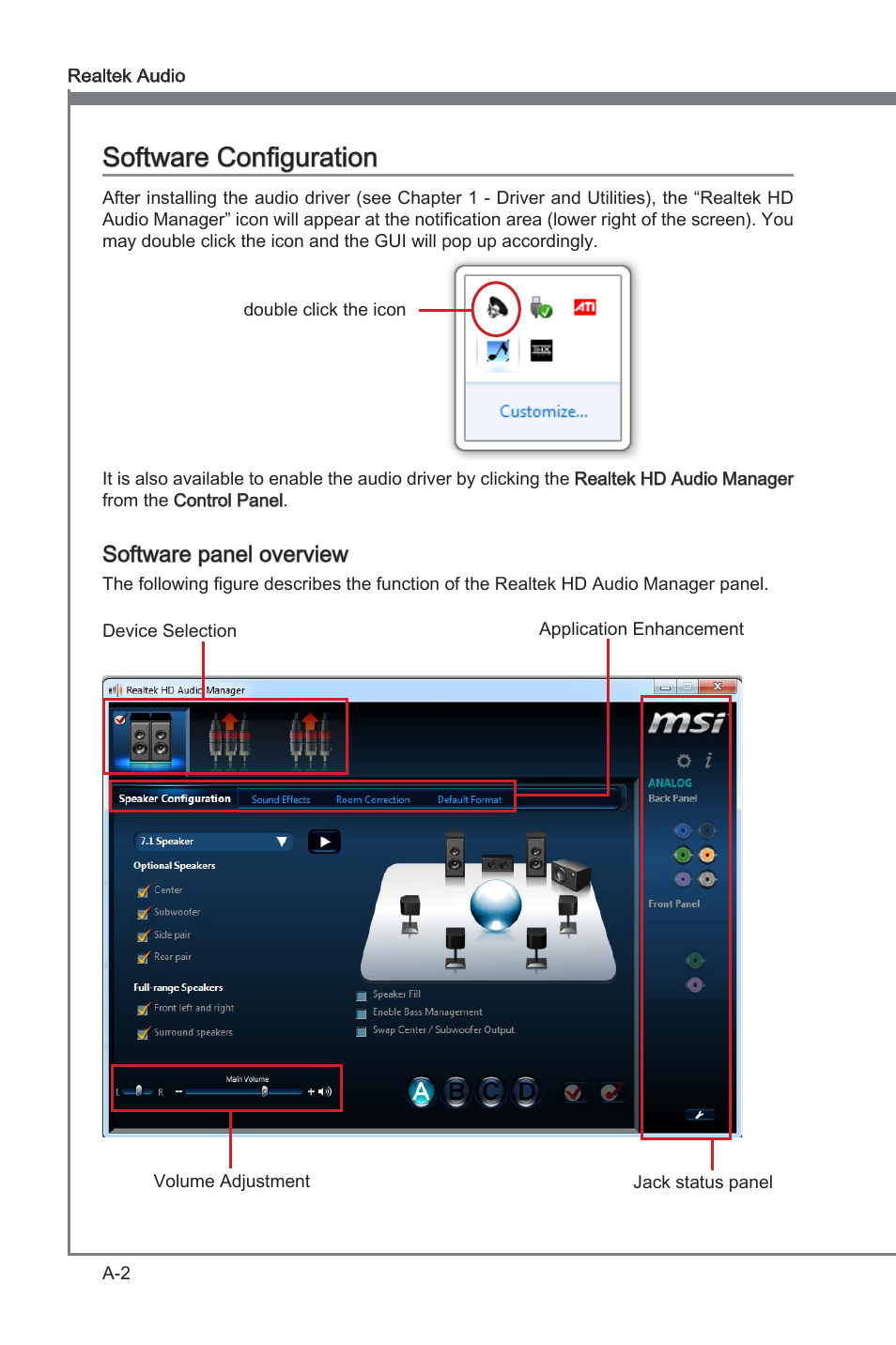 Software configuraton, Software panel overvew | MSI FM2-A85XMA-E35 User Manual | Page 64 / 86