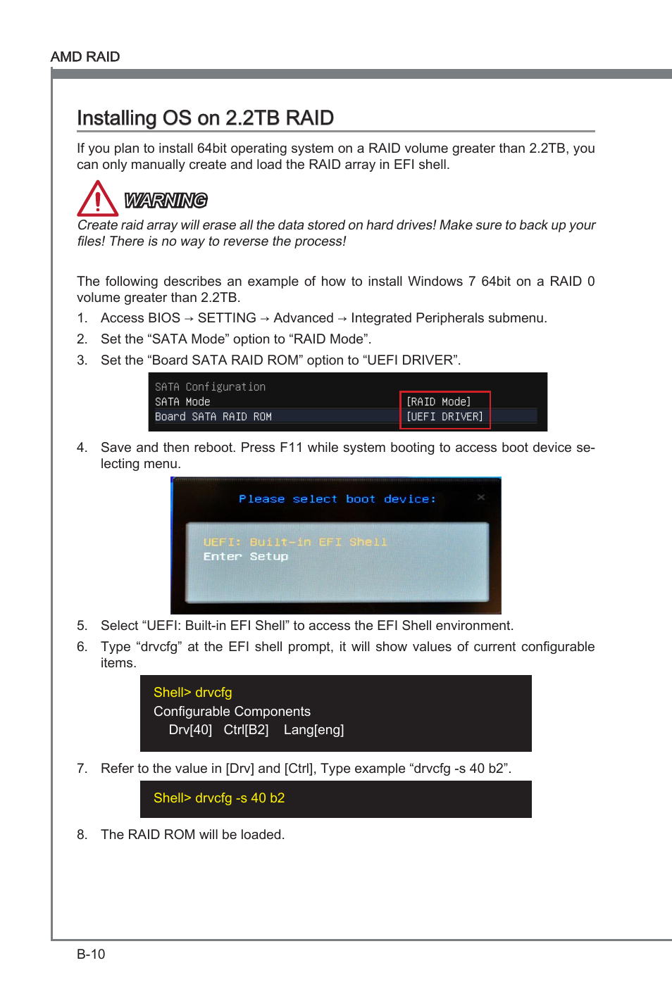 Installng os on 2.2tb raid, Warning | MSI FM2-A85XMA-E35 User Manual | Page 78 / 86