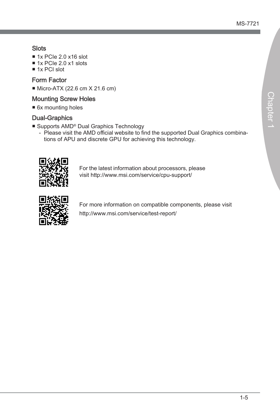 Chapter 1 | MSI FM2-A75MA-P33 User Manual | Page 17 / 84