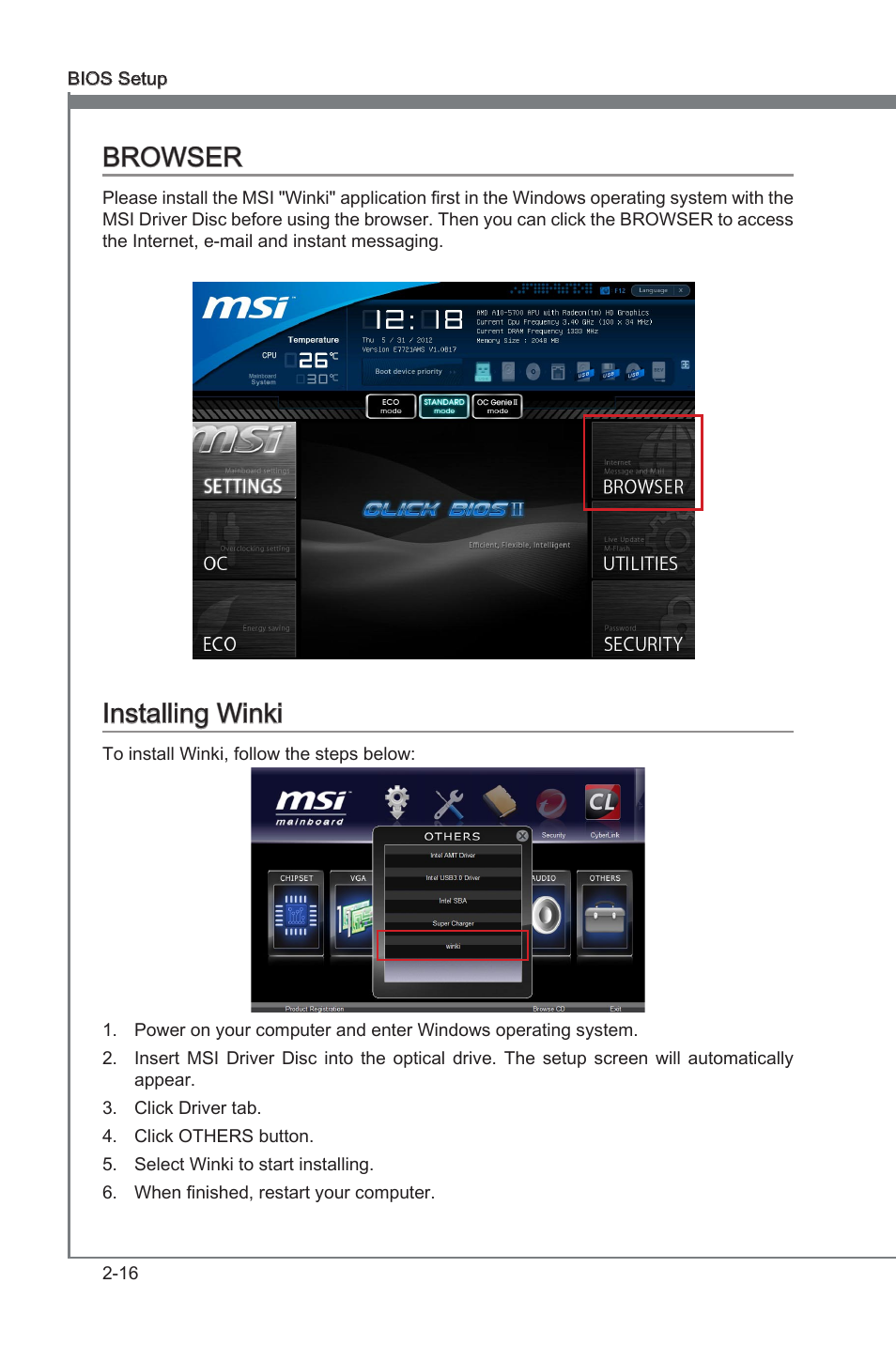 Browser -16 installng wnk -16, Browser, Installng wnk | MSI FM2-A75MA-P33 User Manual | Page 56 / 84