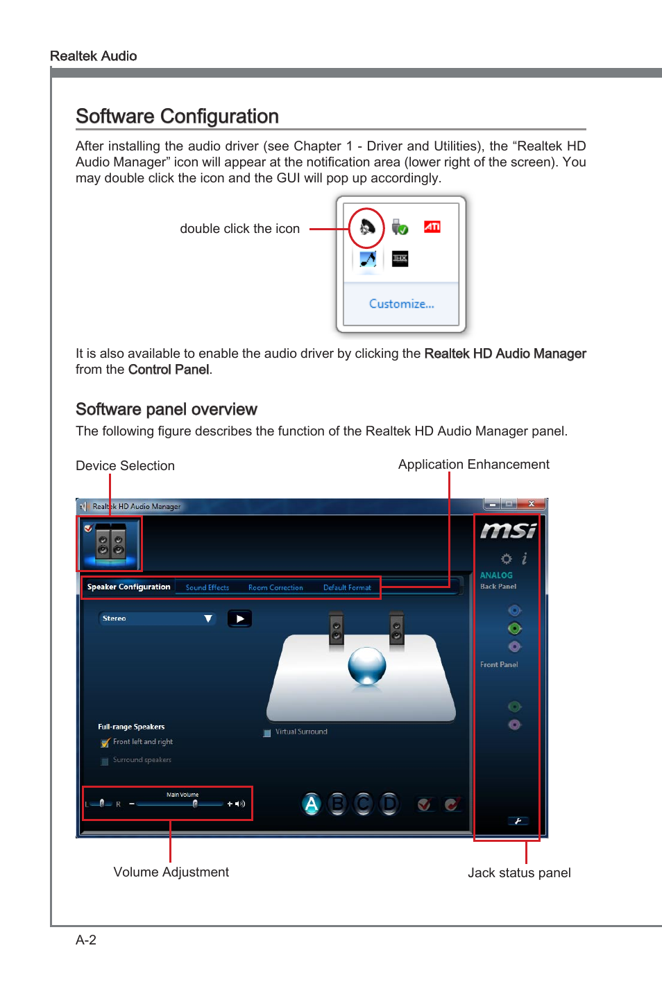 Software configuraton, Software panel overvew | MSI FM2-A75MA-P33 User Manual | Page 64 / 84